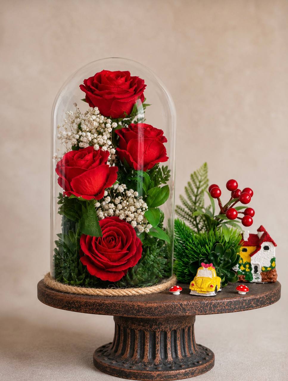 ✨🌹Cam Fanusta Kırmızı Zarafet 1
